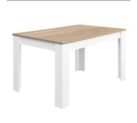 Habitdesign Mesa de Comedor Extensible, Mesa salón o Cocina, Acabado en Color Blanco Artik y Roble Canadian, Modelo Kendra, Medidas: 140-190 cm (Largo) x 90 cm (Ancho) x 78 cm (Alto)