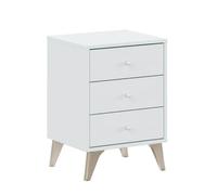 Habitdesign - Mesita de Noche con 3 Cajones y Patas, Color Blanco Artik, 56x40x33,5 cm - Modelo Sweet