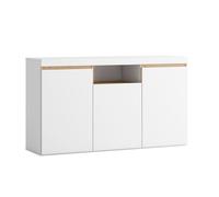 Mobelcenter, Mueble Aparador Moderno Elis, Bufet Blanco Mate, Aparador Comedor Elis 3 Puertas 1 Hueco, Medidas: 140 cm Ancho x 80,5 cm Alto x 39,6 cm Fondo (1446)