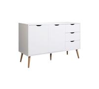 Mobelcenter, Mueble Aparador Nórdico Fiano, Bufet Blanco, Aparador Comedor Fiano 2 Puertas 3 Cajones, Medidas: 120 cm Ancho x 75 cm Alto x 39,6 cm Fondo (1471)