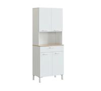 MOBELCENTER - Mueble Auxiliar Alacena de Cocina 4 Puertas 1 Cajón - Blanco Artik y Roble Canadian - Ancho: 72cm x Fondo: 4 cm x Alto: 189cm - (1262)