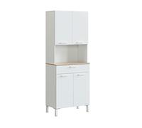 Mobelcenter - Mueble Auxiliar de Cocina 4 Puertas 1 Cajón - Mueble Alacena de Cocina - Blanco Artik y Roble Canadian - Medidas: Ancho: 72 cm x Fondo: 40 cm x Alto: 189 cm - (1262)