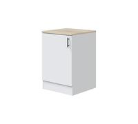 Mobelcenter, Mueble Bajo de Cocina de 60, Módulo 1 Puerta Reversible 1 Estante Regulable, Color Blanco Brillo y Roble Canadian, Medidas: Ancho: 60 cm x Fondo: 60 cm x Alto: 90 cm (1539)