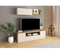 Mobelcenter, Mueble de Salón Cosmit Estilo Escandinavo con Almacenamiento, Color Roble Torro y Cashmere, Medidas: Ancho: 150 cm x Fondo: 40 cm x Alto: 42,6 cm (P0113)