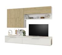 Mobelcenter, Mueble de Salón Isola Reversible, Módulo TV, Módulo Superior, Acabado en Color Roble Natural y Blanco, Medidas: Ancho: 260 cm x Fondo: 49 cm x Alto: 110 cm (1649)