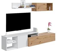 Mobelcenter, Mueble de Salón Julia Nodi, Módulo TV, Módulo Superior y Estante, Color Roble Nodi y Blanco Artik, Medidas: Ancho: 221 cm x Fondo: 40 cm x Alto: 44 cm - (1294)