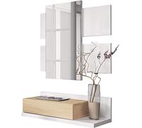 Mobelcenter, Mueble Recibidor y Entrada Moderno con cajón y Espejo, Color Roble Canadian y Blanco Artik, Medidas: Ancho: 75 cm x Alto: 116 cm x Fondo: 29 cm (0900)