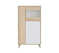 Mobelcenter - Mueble Vitrina 3 Puertas - Armario Auxiliar Comedor - Acabado Color Roble Canadian y Blanco Artik - Medidas: Ancho: 77 cm x Fondo: 33 cm x Alto: 142 cm - (1235)