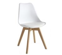 Mobelcenter, Pack 4 Sillas de Comedor Malmo, Sillas de Salón y Cocina, Color Blanco y Patas Color Haya, Medidas: Ancho: 45 cm x Fondo: 48 cm x Alto: 81 cm (Blanco) (P0071)