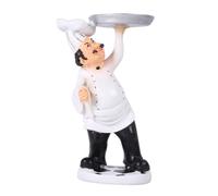Mobestech 1 Pieza Adornos de Modelo de Chef Estatua Comida Bandeja Decorativa francés decoración de Chef Adorno de Chef de Cocina Ornamento del Cocinero Escultura de Resina de Cocinero