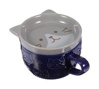 Mobestech 1 pieza Taza de Cerámica de Cartón con Diseño de Gato Taza de Café y Leche con Tapa para Hogar y Oficina Azul