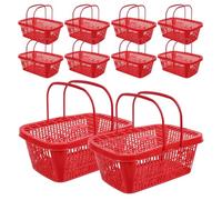 Mobestech 10 Cestas Pequeñas de Plástico Rojo con Tapa para Frutas y Verduras Cesta Ventilada para Recolección y Almacenamiento de Fresas y Frutos Rojos Contenedores Ligeros Reutilizable