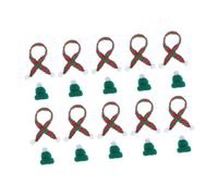 Mobestech 10 Juegos Mini Gorros y Bufandas Navideñas para Botellas de Vino Decoraciones DIY de Punto con Gorro de Santa y Bola Plateada Accesorios Festivos para Manualidades y Fiestas