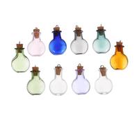 Mobestech 10 Piezas Botellas Pequeñas de Vidrio Transparente con Tapones de Corcho para Manualidades Diy Frascos Miniatura para Decoración de Bodas y Fiestas
