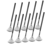 Mobestech 10piezas Pinceles de Maquillaje Forma de Abanico Aplicador de Ácido Iluminador Colorete y Polvos Sueltos para Facial Herramientas de Esteticista Facial Brocha para Polvos y Brocha