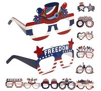 Mobestech 12 piezas Gafas Patrióticas para Fiesta de Julio Accesorios Divertidos para Cumpleaños y Celebraciones Ligeras y Resistentes para Adultos