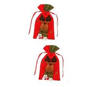 Mobestech 2 Bolsas Decorativas Para Fiestas Navideñas Con Rayas Para Dulces Y Golosinas Con Cordón Para Festividades.