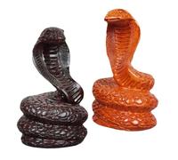 Mobestech 2 Piezas Adornos de Serpiente Figurilla Tallado Estatua de Serpiente pequeño Miniatura Simular hogar símbolo Esculpir Figura de Serpiente de Madera Figuras de Serpientes de Madera