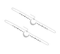 Mobestech 2 piezas Cadena para Frente Vintage con Diseño de Luna Hueca y Cristales Tocado para Novia y Fiesta Accesorio Elegante para Cabello de Tono Plata Antigua