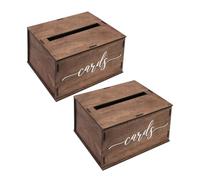 Mobestech 2 piezas Caja de Madera para Tarjetas Boda con Ranura para Sobres Almacenamiento Multifuncional Decorativa para Recepción Fiesta y Shower