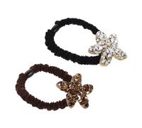 Mobestech 2 Piezas Crystal Elastic Hair Ties With Sea Star Rhinestones High Elasticity No-damage Scrunchies For Women Glittering Ponytail Holders For Parties And Weddings