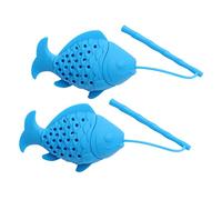 Mobestech 2 Piezas Filtro de Té Reutilizable de Silicona Forma de Pez Azul Colador Práctico para Infusiones de Sueltas Infusor Resistente y Fácil de Limpiar para Hierbas y Especias