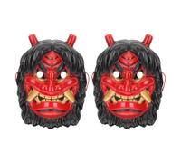 Mobestech 2 Piezas Máscara de Demonio Tengu Japonesa para Halloween, de Plástico Rojo, Tamaño Completo y Cómoda para Fiesta de Mascarada en Interiores