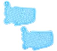 Mobestech 2 Piezas Molde de Silicona para Llavero Mapa de Ee.uu Reutilizable, Diseño Patriótico para Resina Epoxi, Adecuado para Manualidades y Regalos del Día Independencia