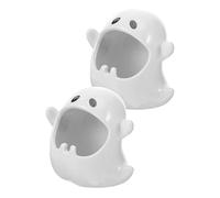 Mobestech 2 Piezas Portavelas de Cerámica con Diseño de Fantasma para Halloween Decoración de Escritorio Estable y Creativa para Terrorífico y Festivo