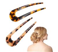 Mobestech 2 piezas U-shaped Acetate Hair Stick Practical Hair Accessories For Wedding And Daily Use Mixed Tortoiseshell Colors For Women And