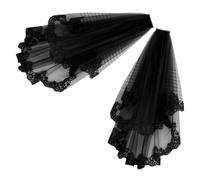 Mobestech 2 Piezas Velo Corto de Encaje Negro para Mujer Diseño Delicado de Poliéster, Fácil de Fijar No se Cae, Adecuado para Noche de Despedida de Soltera y Fotografía
