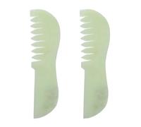 Mobestech 2piezas Peine Gua Sha de Jade de Xiuyan Cabelludo Peine de Masaje Multifuncional de Piedra Cuidado del Cabello y Facial Herramienta de Masaje Meridiano