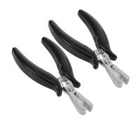 Mobestech 2piezas Pinzas para Extensiones de Cabello Mango Negro Antideslizante Cromado Herramienta para Sujetar Extensiones de Cuentas para Salón y Hogar