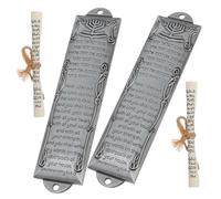 Mobestech 2piezas Regalos de Pergamino Religioso Mezuzá de Metal con Bendición Grabada Decoración Religiosa para Puerta de Entrada Mezuzá Judaica con Símbolos Judíos para Uso el Hogar