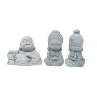 Mobestech 3 Piezas decoración de la Estatua de Buda Zen Decoración de Escultura de Buda Ligero cifra Adorno de Estilo Chino Estatua Decorativa Arenisca Light Grey