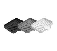 Mobestech 3 Piezas Jabonera de Silicona Autodesagüe Soporte Resistente y Antideslizante para Baño Bandeja para Pastillas de Jabón Colores Negro Blanco Gris Fácil Limpieza y Ahorro de