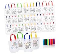 Mobestech 32 Piezas Reutilizables para Colorear con Rotuladores Bolsas de Tela No Tejida para Manualidades Infantiles Favoritos de Fiesta Temática Arte Diseño DIY Color Color Aleatorio
