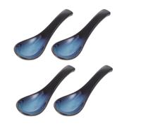 Mobestech 4 Cucharas de Cerámica Portátiles y Fáciles de Guardar Estilo Japonés Retro para Sopa y Postres Ideales para Fiestas y Festivales