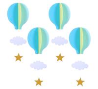 Mobestech 4 Pieces 3D Paper Hanging Decorations with Hot Air Balloons and Stars for Birthdays, Parties, and Home Decor