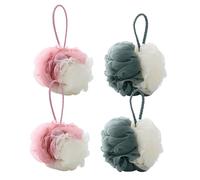 Mobestech 4 piezas Bola de Baño Grande de Malla Doble Color para Ducha Esponja Exfoliante Suave para Limpieza Corporal para Uso Hogar y Viaje Color Aleatorio Color Aleatorio