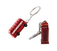 Mobestech 4 Piezas Llaveros De Londres Colgante De Espejo Retrovisor Llavero De Souvenir Coche Llaveros Colgante De Llavero Galo De Llavero Para Ornamento Viajar Doble Capa Rojo