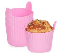 Mobestech 4 Piezas Moldes de Silicona para Muffins de Recipientes para Cupcakes Moldes para Hornear Accesorios para Freidora de Aire Diseño Reutilizable y Antiadherente