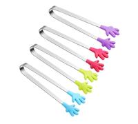 Mobestech 4 piezas Pinzas Mini de Acero Inoxidable con Cabezal de Silicona Antideslizante para Servir Hielo y Azúcar de Unidades para Fiestas Hogar y Buffet
