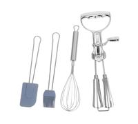 Mobestech 4 piezas Utensilios de Cocina con Batidor Manual Rotativo para Huevos Cepillo y Espátula de Silicona Compactos y Duraderos para Hornear y Cocinar