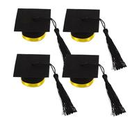 Mobestech 4piezas Decoración De Sombrero De Doctorado Mini Birrete De Graduación para Botellas De Vino Adorno para Birrete De Graduación Tapas De Botellas De Vino Miniatura para