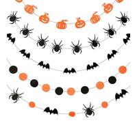 Mobestech 5 Juegos Banderines de Halloween Varios estilos Reutilizables de Papel Diseño de Calabaza, Murciélago y Araña en Fiestas de Halloween para Decoración Creativa