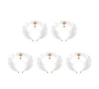 Mobestech 5 Piezas Diadema de Alas de Ángel en Color Blanco para Mujer, Accesorio Renacentista de Metal y Fibra Adecuado para Fiestas y Disfraces de Halloween