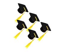 Mobestech 5piezas Decoración De Sombrero De Doctorado Tapa De Botella De Vino De Doctorado Mini Tapa De para Decorar Botellas De Cerveza Amarillas Eventos De Graduación