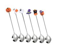 Mobestech 6 piezas Cucharas de Postre Inoxidable Halloween con Diseño Ergonómico para Fiestas y Uso Cocina Decoración Temática y Fácil Manejo