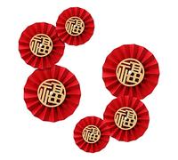 Mobestech 6 Piezas Juego De Abanicos De Papel Año Lunar Pegatinas Decoración Del Año Lunar Etiqueta Engomada Fu Abanico De Papel Rojo China Fu Capitan America Cartulina